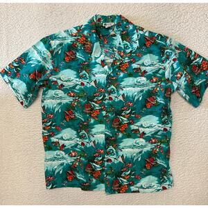 Vintage Mens Short Sleeve Button Down Hawaiian Cotton Shirt Size XL Made in USA
